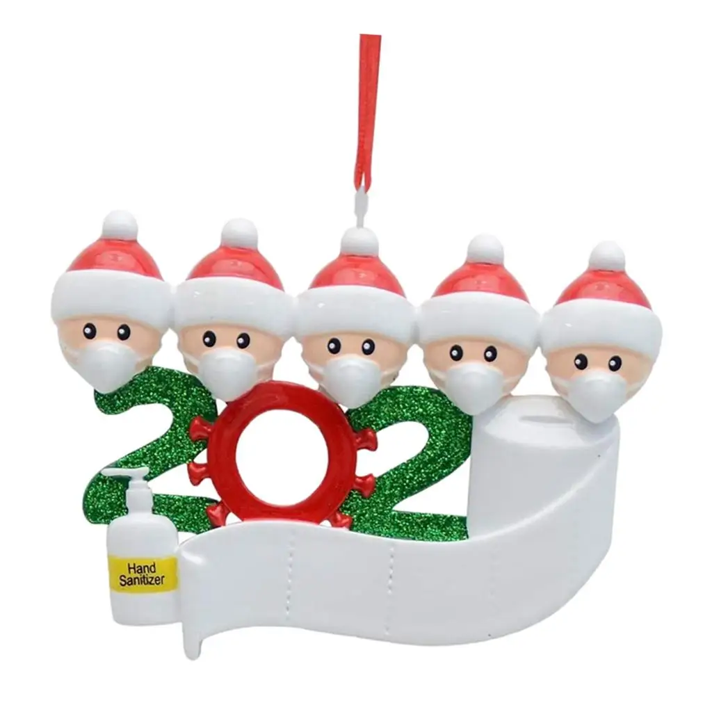 Personalized Name Christmas Ornament Kit with Mask, 2020 Quarantine Survivor Family Customized Christmas Decorating Kit
