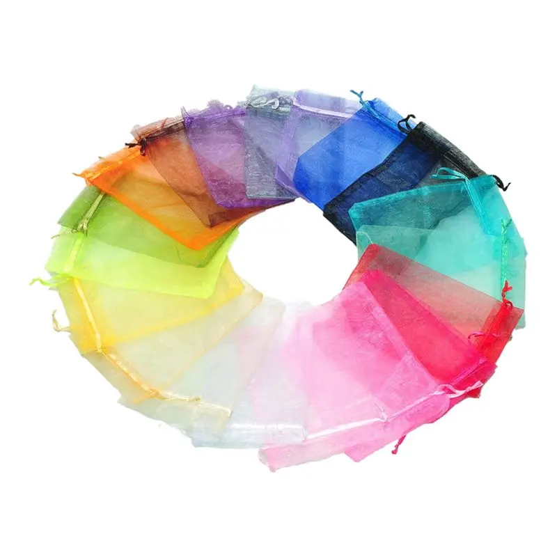

Promotion! 100PCs 10x15cm Mixed Colors Organza Jewelry Gift Present X-mas Pouch Bags