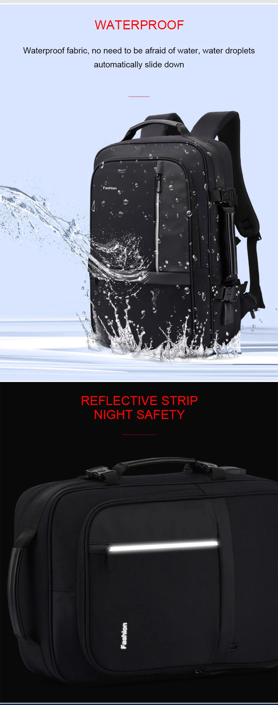 Fashion Laptop Bags Business Men Backpack 15.6 Inch Notebook Travel USB Charging Waterproof Backpacking Male Women Smart Bagpack (8)