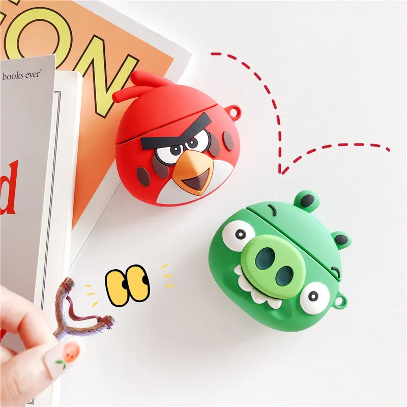 Милый 3D мультфильм прекрасный Angry Bird мягкий силиконовый наушник чехол для Apple AirPods 1/2 беспроводной Bluetooth чехол для гарнитуры