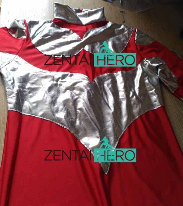 Модный серебряный и красный костюм ультрамена, Супергерой zentai из лайкры и металлик, Маскарадные костюмы
