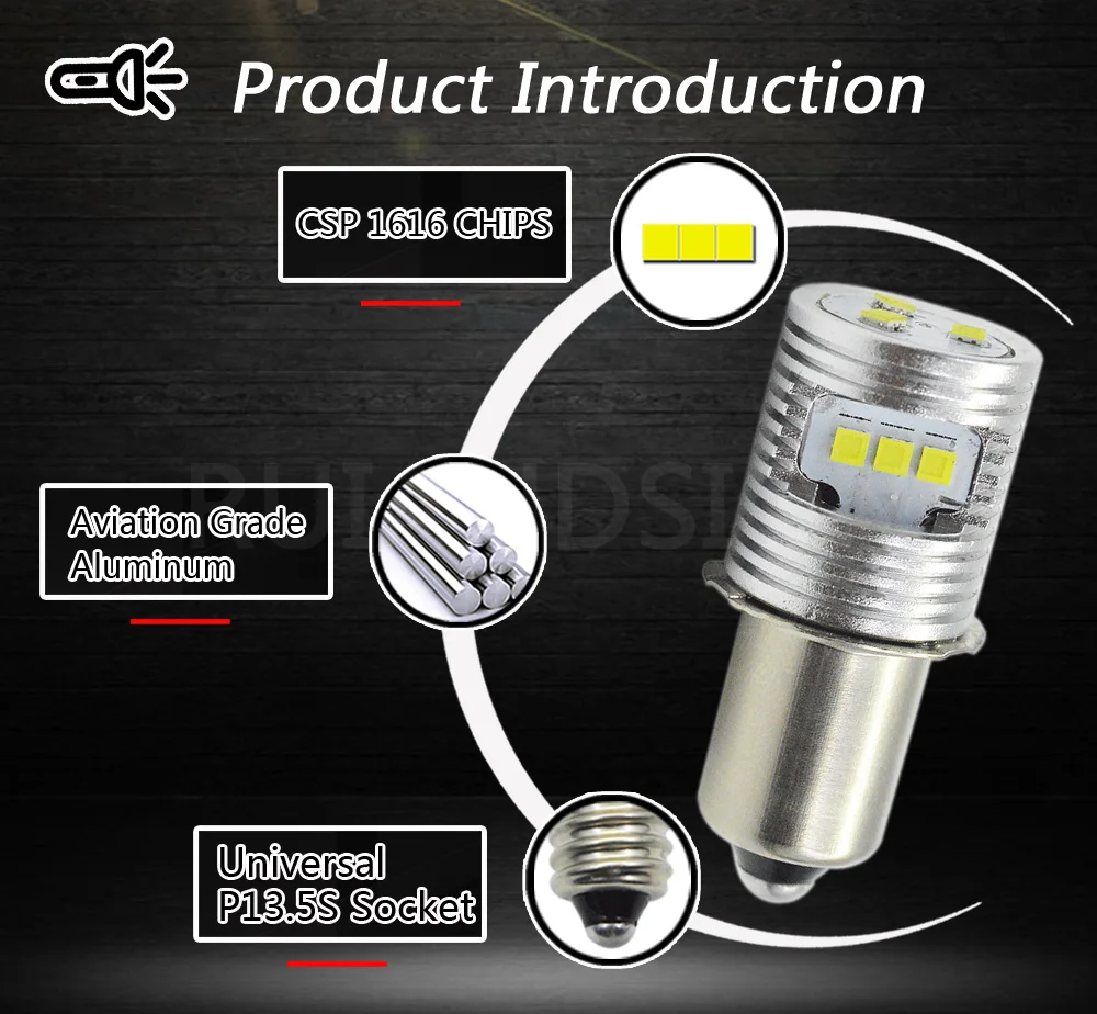2 шт. P13.5S 0,6 Вт 3 В постоянного тока в 6-24 В CSP светодиодный светильник лампа-вспышка Запасная лампа фонарь аварийные лампочки для фонарика рабочий светильник