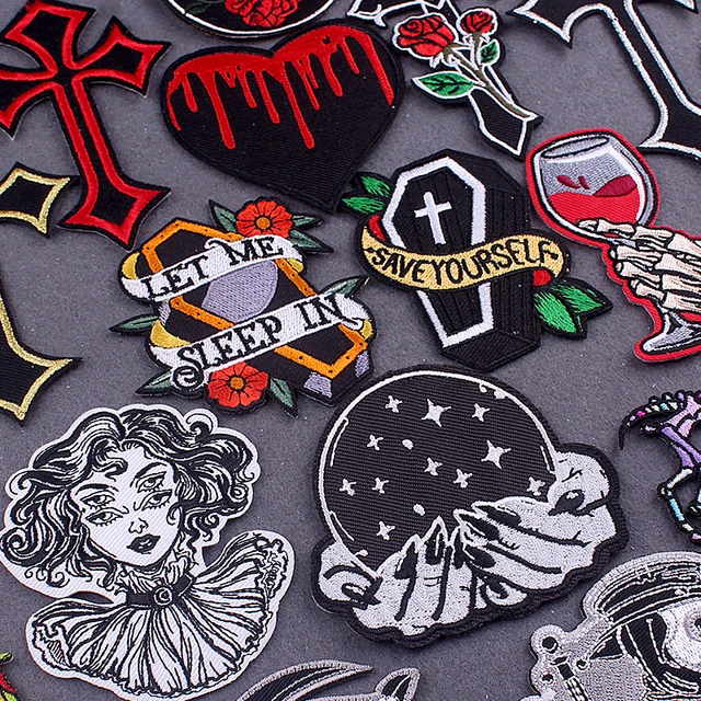 Skull Patch Iron On Patches For Clothing Stickers Punk Rock Embroidered  Patches On Clothes Badges For Jacket Clothes DIY Badges - AliExpress