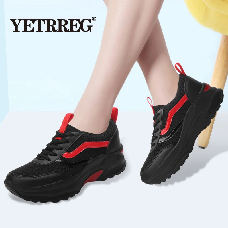 

Spring Autumn Women Fashion Casual shoes Outdoors Lace-up jogging flat shoes Woman Breathable Mesh Sneakers Platform Women shoes