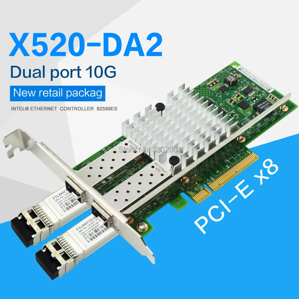 X520 DA2 10G SFP+ dualport PCIe 2.0 x8 Intel 82599ES Chip