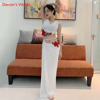 

Belly Dance Suit Female Adult Temperament Elegant Top Performance Clothes Oriental Dancing Shirt Profession Practice Long Skirt
