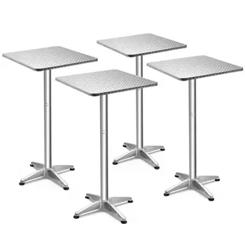 

Costway Set of 4 Folding 23.5'' Aluminium Square Bar Table 2 Height Bistro w/ Base
