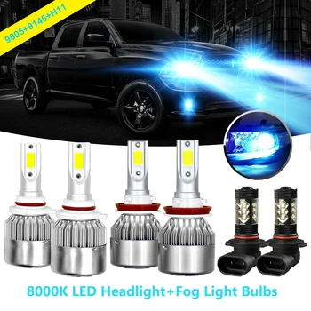 

6x 8000K LED Headlights Hi/Low+Fog Light Bulbs For RAM 1500 2500 3500 11-18 Heat Dissipation Fan IP68 Waterproof