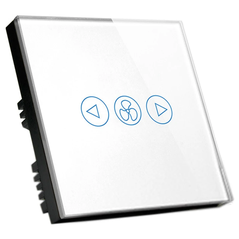 Wifi переключатель вентилятора, стандарт ЕС wifi переключатель 600 Вт, AC220-40V-белая панель из закаленного стекла, работает с Alexa, Google Assistant(EU Plug