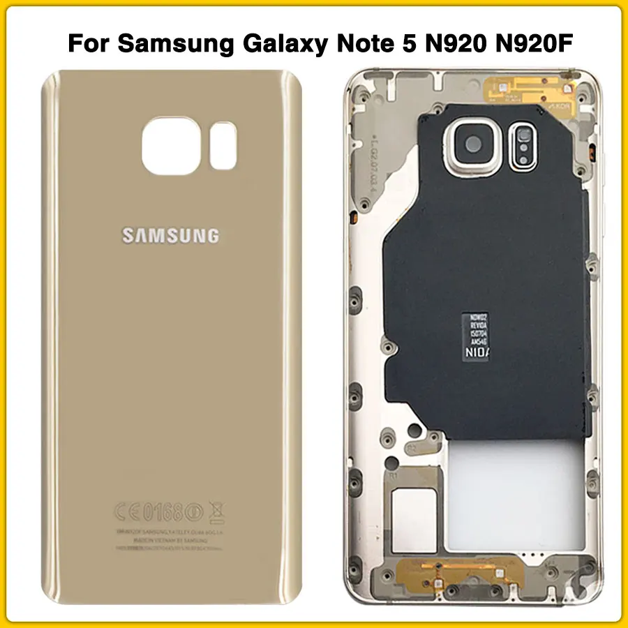Задний Корпус чехол для samsung Galaxy Note 5 N920 N920F Батарея крышка средняя рамка пластина Корпус шасси ободок+ боковые кнопки