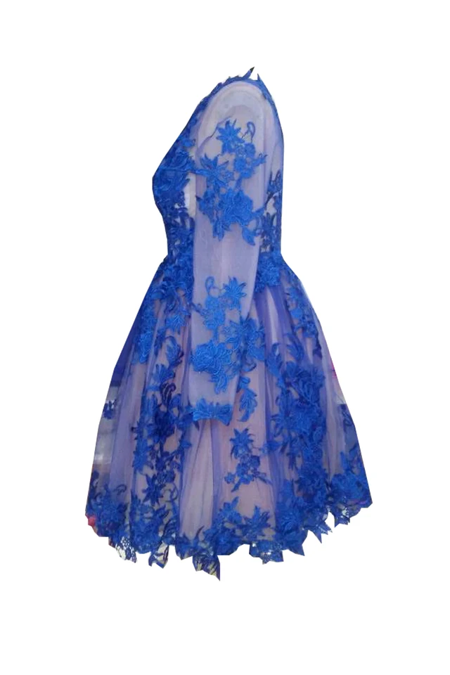 fitted lace wedding dress Womens Long Sleeve Trendy Lantern Sleeve Ruched Bust Dress Short Dresses  Royal Blue at Amazon Women's Clothing store main image 0