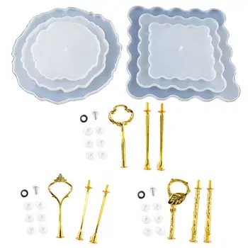 

3 Tier Irregular Square Cake Fruit Food Disc Big Plate Stand Resin Casting Mold
