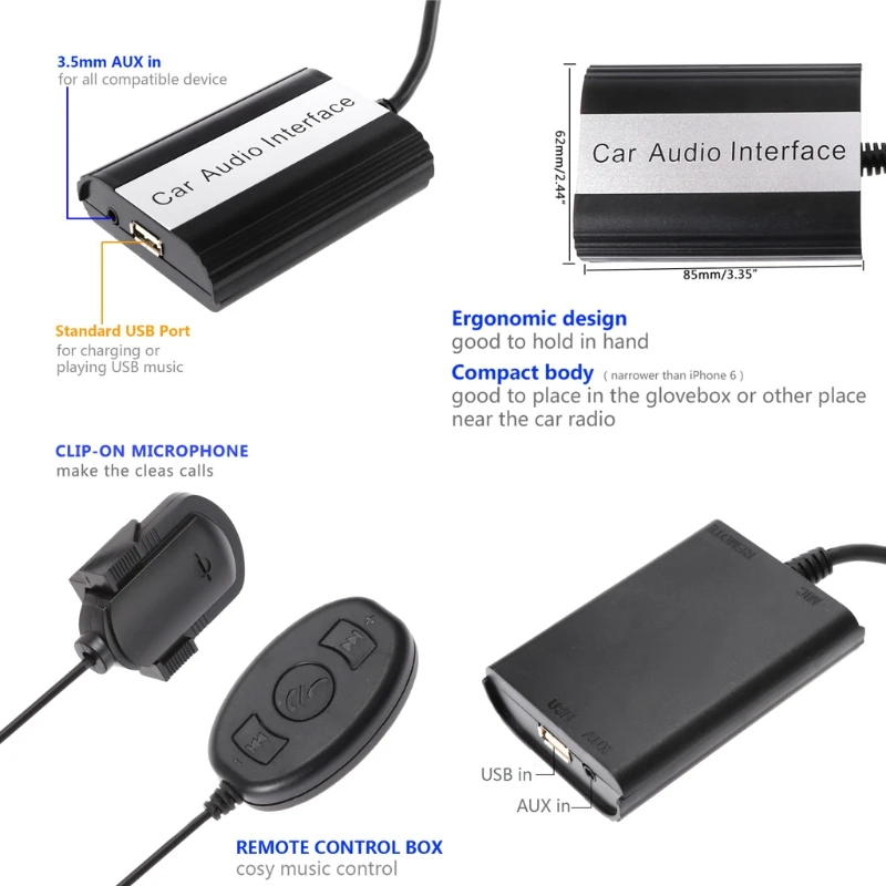 1 компл. Громкой связи автомобиля Bluetooth наборы MP3 AUX адаптер Интерфейс для VW Audi Skoda 12PIN Прямая поставка поддержка