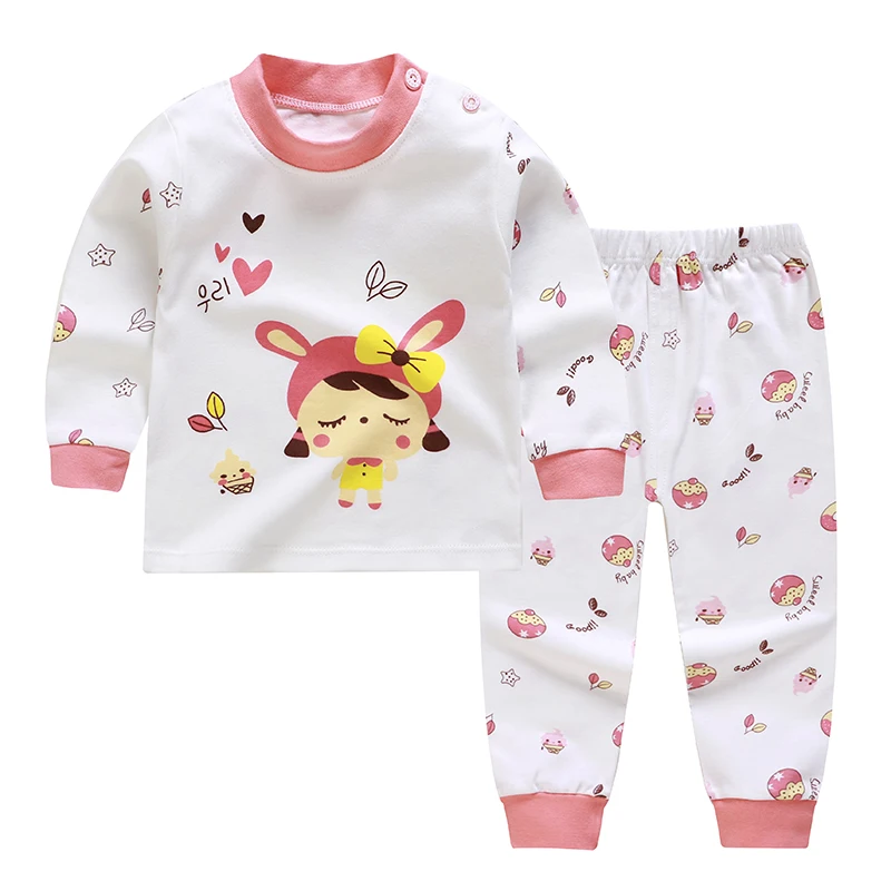 Baby Boys Girls Pajamas Sets Cartoon Print Cotton Boys Sleepwear Autumn Spring Winter Long Sleeve Tops+Pants 2pcs 2-7 Years Old