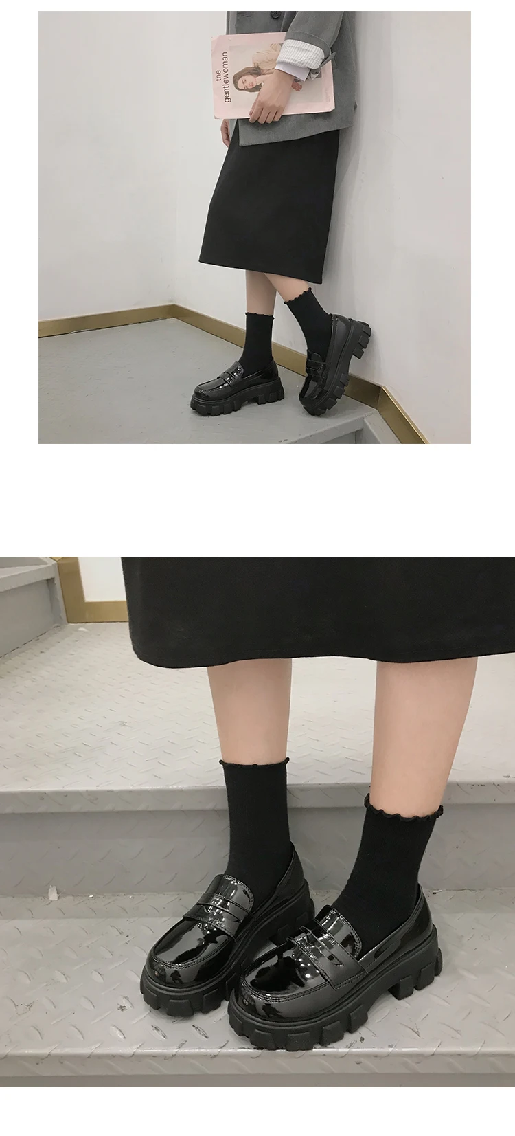 Маленькие кожаные туфли на толстой мягкой подошве; женские студенческие мокасины на плоской платформе в британском стиле; удобные туфли-оксфорды из мягкой лакированной кожи