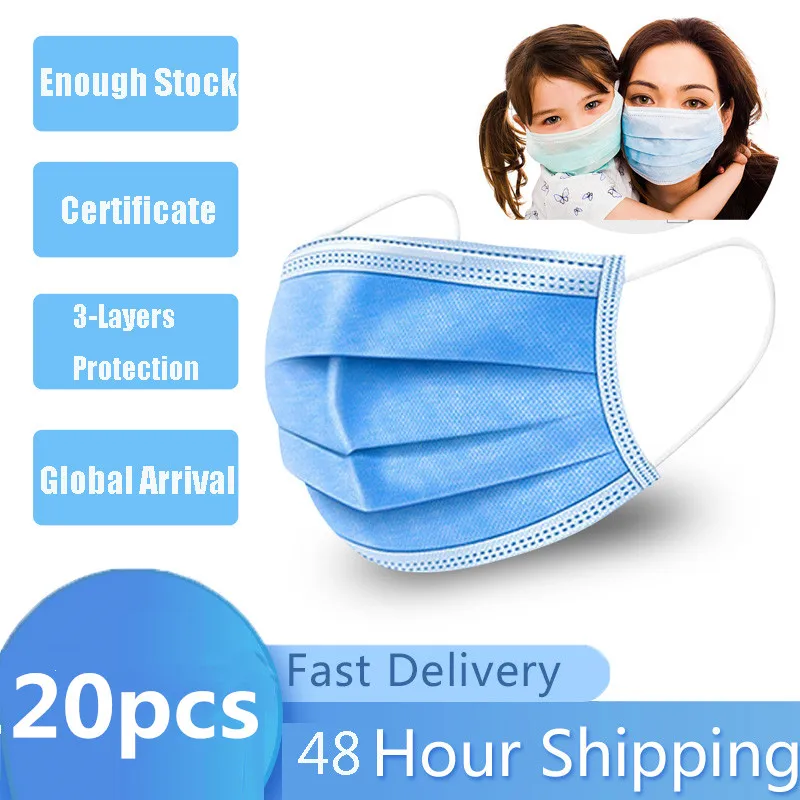 

covid 19 test 20pcs Anti-Dust Children Masks Dustproof Disposable Earloop Face Mouth Masks Facial Protective Cover Masks