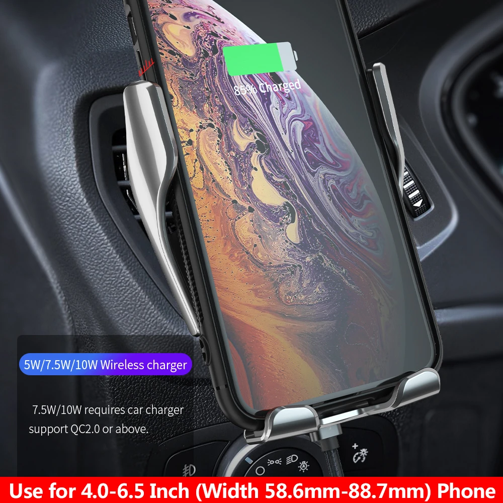 FLOVEME Wireless Charger Car Phone Holder Smart Infrared Sensor Automatic Lock GPS Air Vent Mount S