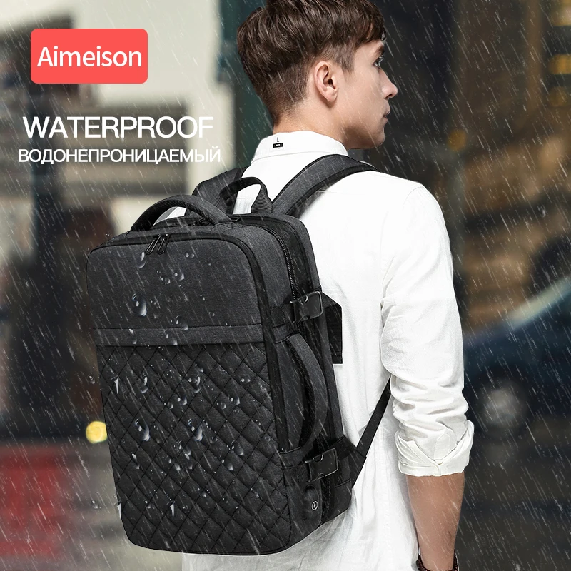  Aimeison Men Travel Backpack Large Capacity Male Mochila Back Anti-thief Bag USB Charging Laptop Ba