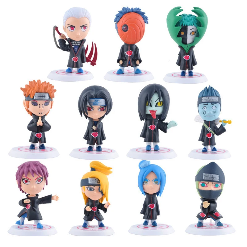 Japanese Anime Naruto Akatsuki Action Figure Toys 11Pcs/Set Naruto Konan Pain Uchiha Itachi Orochimaru Model Doll Kids Gifts action figure cartoon toys