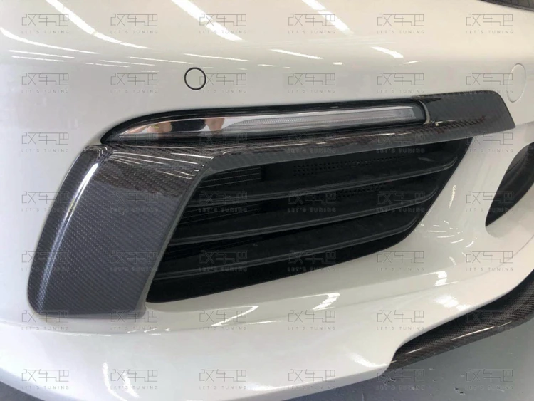 Fit for Porsche CAYMAN 718 TECHART Carbon Fiber Front Fog Lamp Frame Front bar fog lampshade cover tuyere