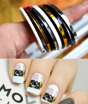 

1 Roll 2mm/3mm Popular Nails Striping Gold Silver Tape Line DIY Manicure Self-Adhesive Decals Nail Art Decorations Tools JINC125