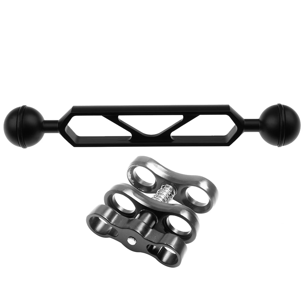 Scuba Diving Camera 6" Dual Ball Joint Arm Connector+ Clamp Mount Adapter