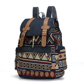 

Women Canvas Backpack Ethnic Backbag Bohemain Backpack Schoolbag for Teenage Girls Mochilas Feminina Drawstring Student Bag