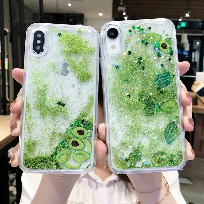 Динамичный жидкий песок фрукты Capinha для iPhone X 10 8 Plus 7 Жесткий пластиковый Чехол 6 6s
