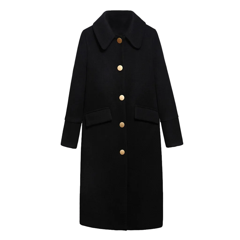 Autumn Winter Coat Women Casual Wool Solid Jackets Blazers Female Elegant Single Breasted Long Coat Ladies Plus Size 5xl#G30