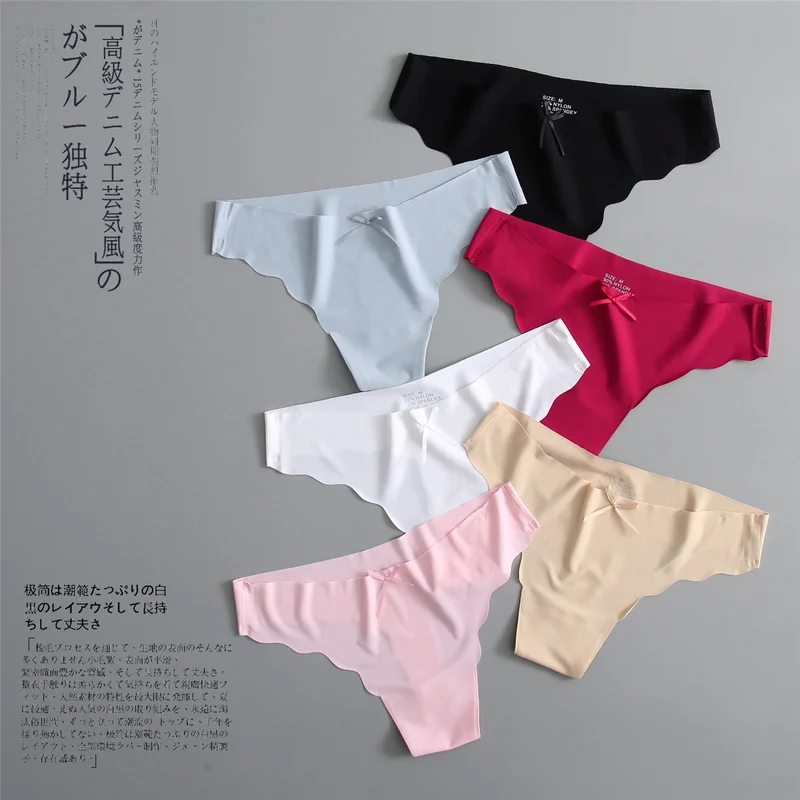 3pcs/lot Panties Women Seamless Underwear Ladies Sexy G String Tangas  Thongs Ice Silk Female Thong Wholesale Panty G-string