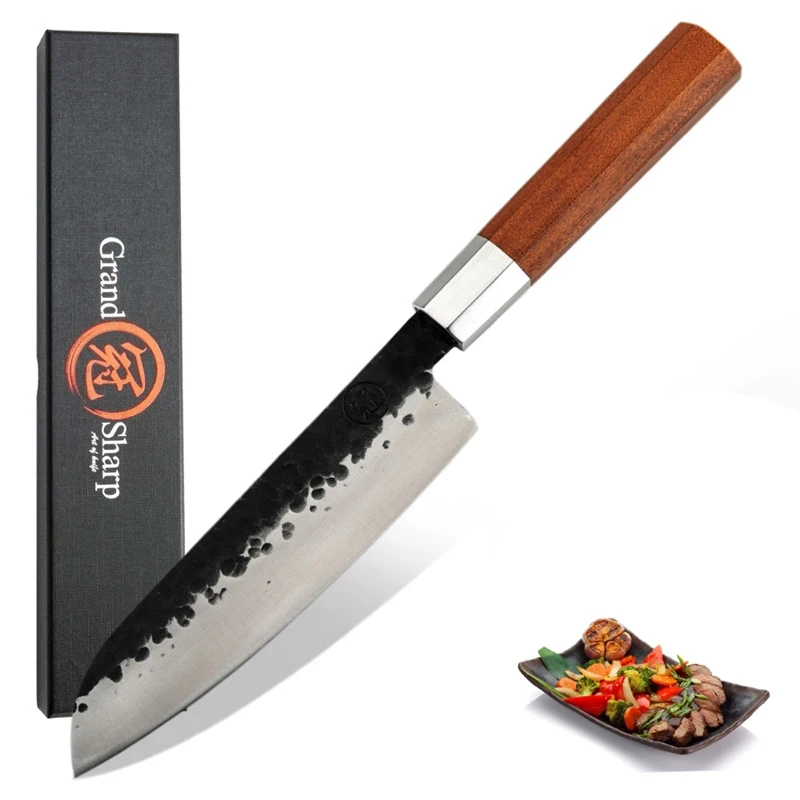 GRANDSHARP нож Santoku 7 дюймов Кухонные ножи ручной работы японские кухонные ножи высокоуглеродистой стали шеф-повара набор для приготовления суши