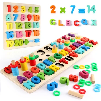 

Children Wooden Toys Montessori Materials Learn To Count Numbers Matching Digital Shape Match Early Education Teaching Math Toys