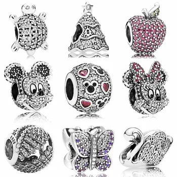 

Original Christmas Tree Cute Sea Turtle With Full Crystal Bead Charms Fit Pandora Bracelet 925 Sterling Silver Bead Jewelry