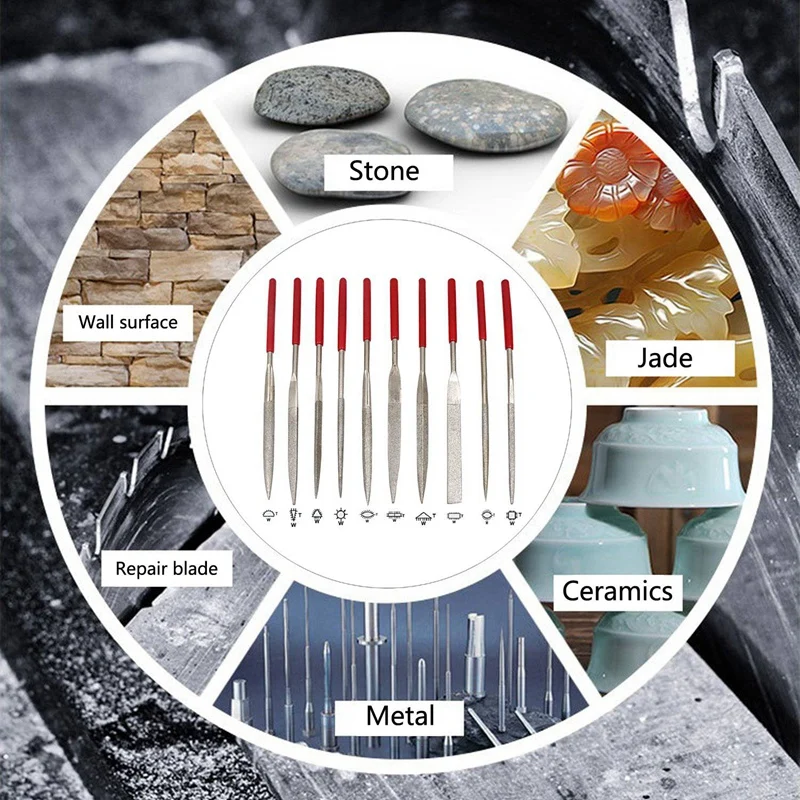 New Diamond Needle File Set with Clean Brush Storage Box, Hand File for Metal Glass Stone Rough Carving