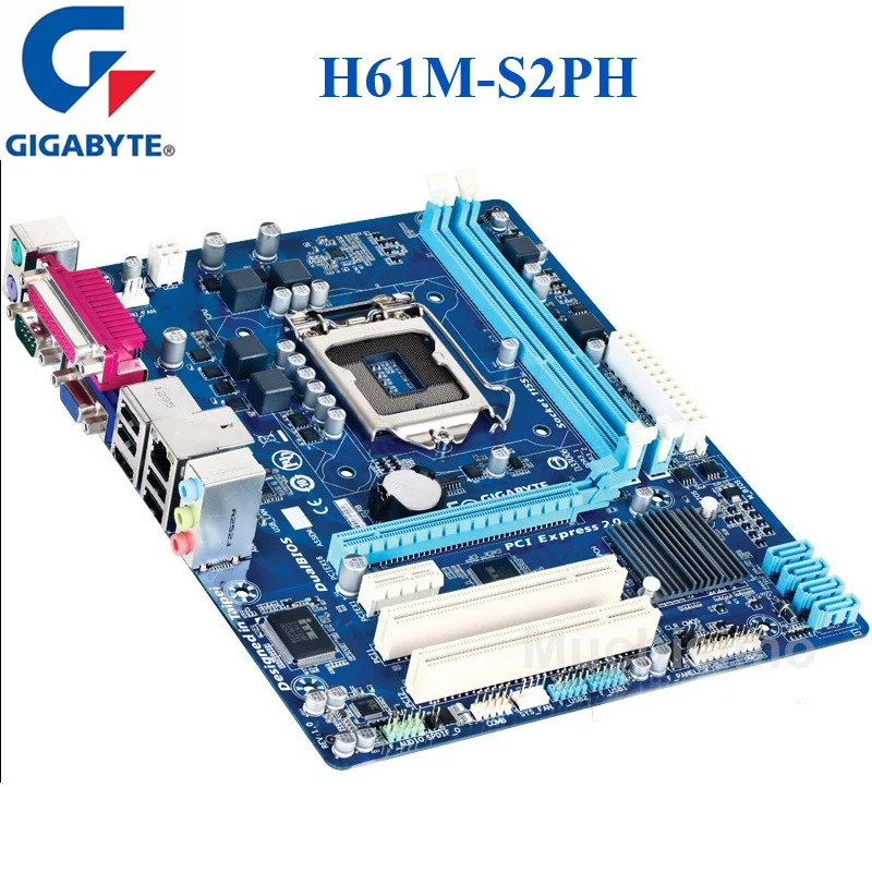 Материнская плата GIGABYTE GA-H61M-S2PH для настольных ПК H61 Socket LGA 1155 i3 i5 i7 DDR3 16G uATX UEFI биос оригинальная H61M-S2PH материнская плата