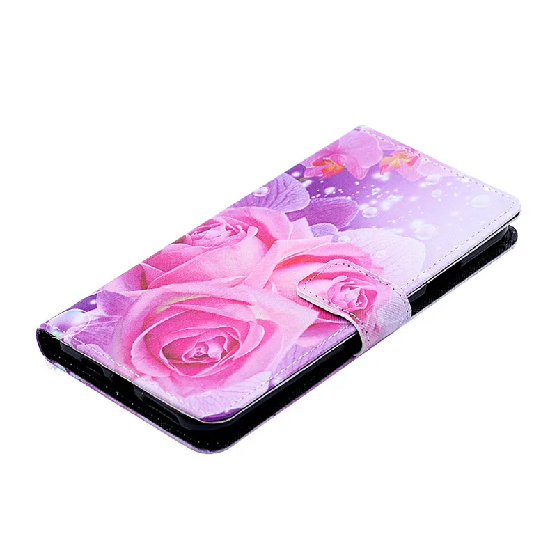PDGB окрашенный кожаный чехол-кошелек для huawei Honor 8A 8S цветок розы, башня, чехол с цветным рисунком, флип-чехол для huawei Y5 Y6 - Цвет: 009Rose