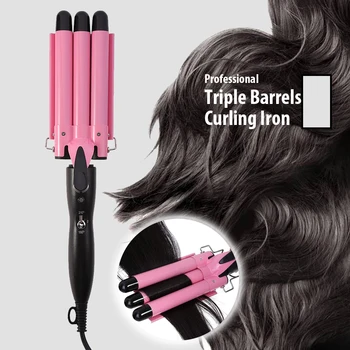 買取 トリプルバレルカーリング鉄の棒杖ヘアカーラーため Tangs ウェイバースタイリングツール女性スタイラーはコルゲーションカーリングアイアン