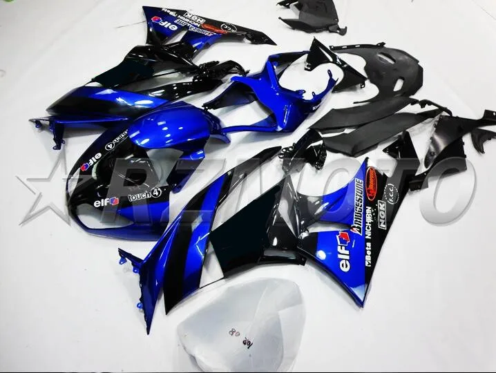 Литья под давлением ABS обтекатель комплект подходит для Kawasaki ZX6R 2009 2010 2011 2012 Обтекатели ZX-6R 09, 10, 11, 12, ниндзя 636 Цвет: черный, синий, бело-серые