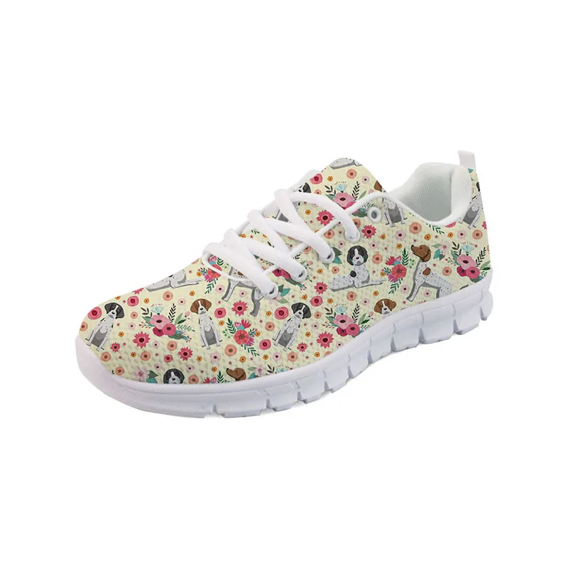 

German Shorthaired Pointer Dog Flower Print Woman Flats Shoes Jack Skellington Design Sneakers Women Light Ladies Running Shoes