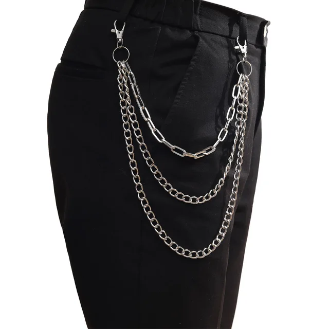 Keys Chain for pants belt women men keychain clip on chains for pants punk jeans hipster Hip Hop jewelry silver color