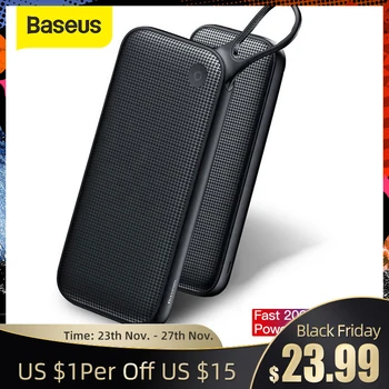 

Baseus Power Bank 20000mah Quick Charge 3.0 Dual USB External Battery For iPhone11 Xs Max SamsungS10 S9 Portable Quick Powerbank