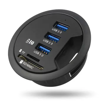 

Hub Splitter 3-port Portable Desk Adapter Card Reader High Speed Charger Black USB 3.0
