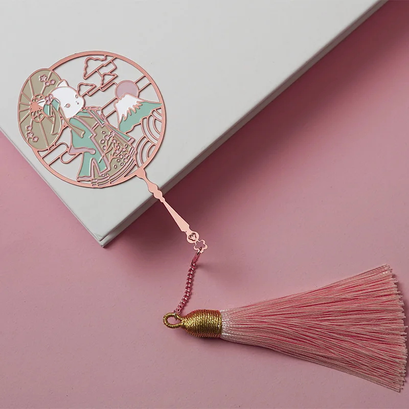 Металлическая Закладка для книги Kawaii Hanfu животного с изображением "Кот" Segnalibro книга Знаки для книг Kawaii креативные подарки для учителей латунь металлический книжный Знаки - Цвет: B