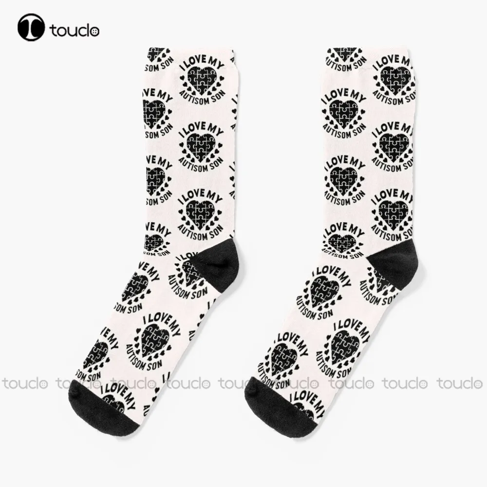 

I Love My Autisom Son Socks Custom Socks Personalized Custom Unisex Adult Teen Youth Socks Halloween Christmas Gift Fashion New