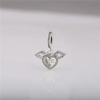 

925 sterling silver pendant new heart-shaped angel wings pendant suitable for snake chains and necklaces