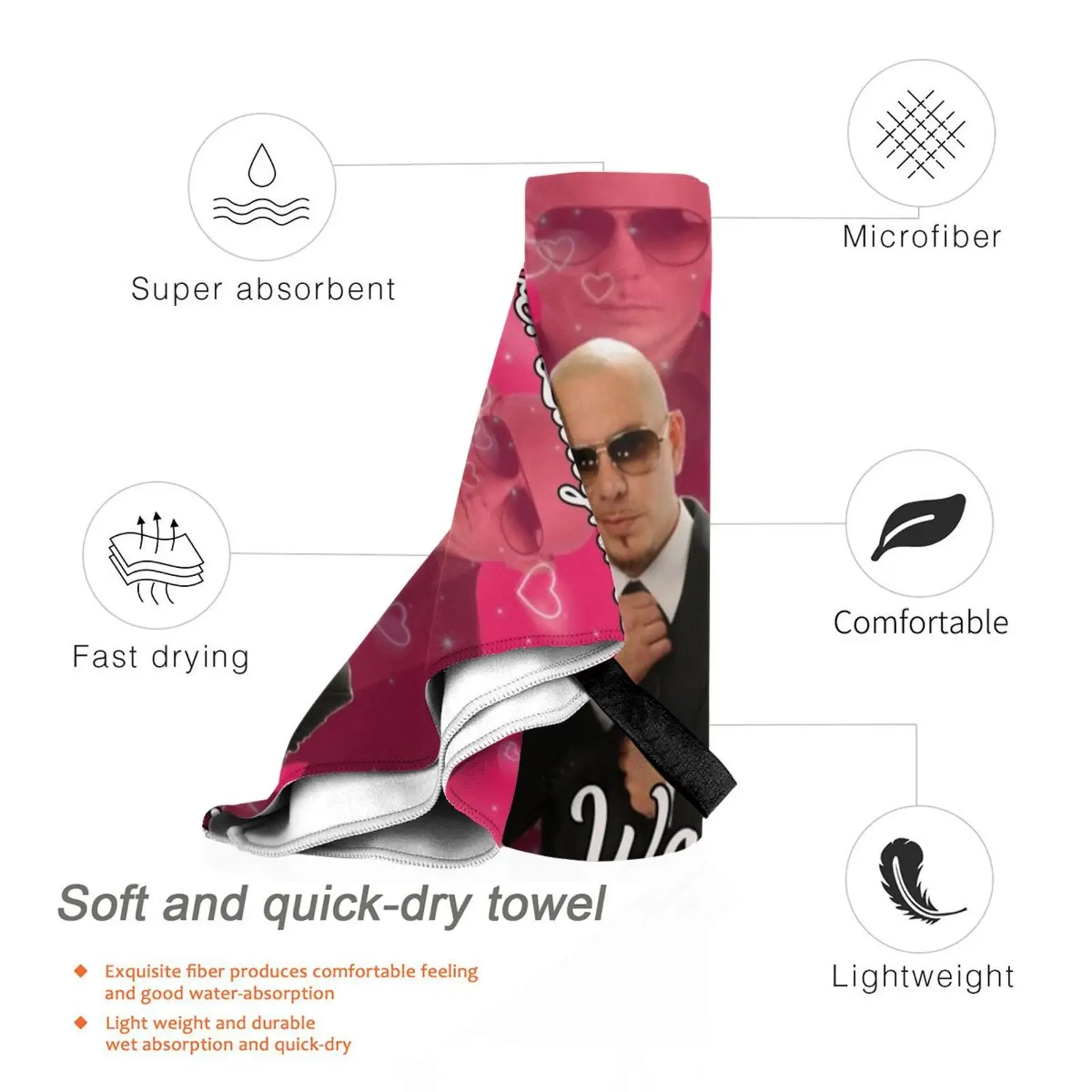 Mr. Worldwide Says To Live Laugh Love Quick Dry Towel Gym Sports Bath Portable Live Laugh Love Mr Worldwide Pitbull Dilf Soft