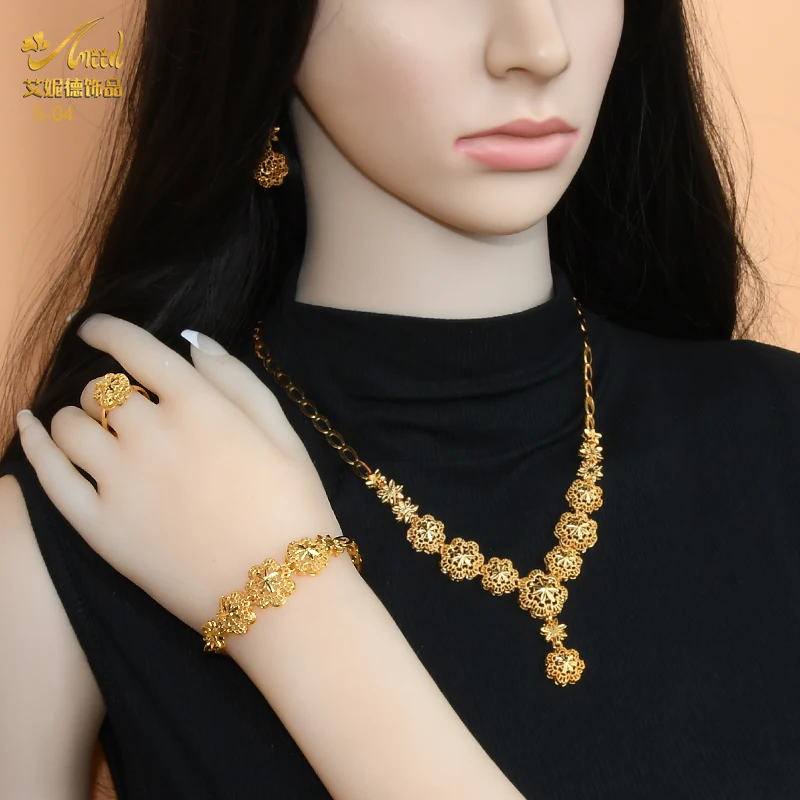 Bridal Jewelry Sets bridal jewelry sets ANIID Indian Bridal Jewelry Set Dubai Necklace Earrings For Women Wedding 24k Gold Color African Jwellery Bridesmaid Party Gift