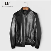 Dusen Klein Men Genuine Leather Jacket Autumn Outerwear Black/Slim/Simple Business Style/Sheepskin Coat 14Z6608 cowhide print jacket