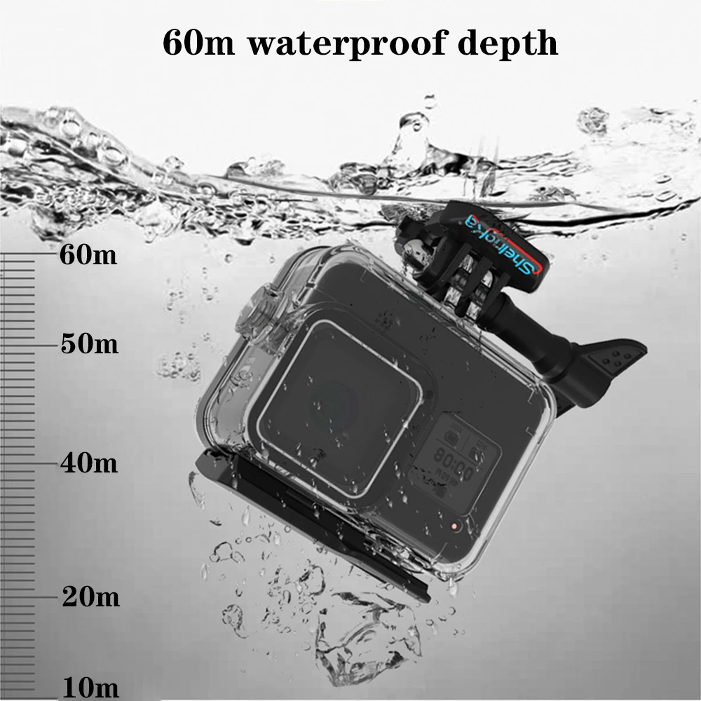 60 м водонепроницаемый чехол для GoPro 8 аксессуары для экшн-камеры корпус Чехол Водонепроницаемый защитный корпус оболочка