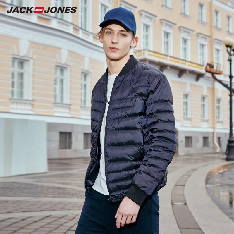 JackJones Для мужчин осень Бейсбольным воротником короткая теплая куртка-пуховик